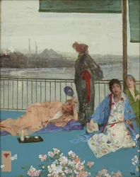 Variationer i köttfärg och grönt, The Balcony, ca 1870-79 (olja på träpanel)